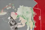 Hans Peter Adamski, Land des Lächelns (Wolfgang), 1981, Dispersion und Aquarell auf Leinwand