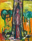 Alois Mosbacher, Mann im Baum, 1983, Öl auf Leinwand