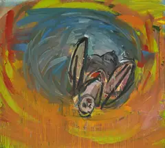 Siegfried Anzinger, "Geburt", 1982, Tempera auf Leinwand