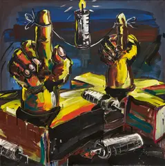 Gerard Kever, "Die Sehnsucht nach Religionen", 1982, Acryl auf Leinwand