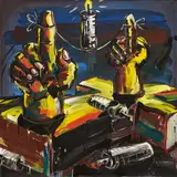 Gerard Kever, "Die Sehnsucht nach Religionen", 1982, Acryl auf Leinwand
