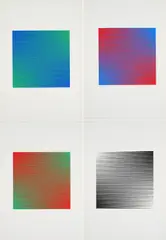 Konvolut von 4 Druckgrafiken by Getulio Alviani, Jeweils: Farbserigrafie auf Velin, sold Oct 2025