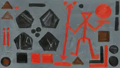 A. R. Penck, "The Future of the Soldier", 1985, Öl auf Leinwand