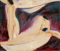 "Landschaft mit Schneefleck" by Willi Baumeister, 1912, Öl auf Karton, sold Dec 2025