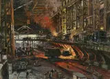 Heinrich Hermanns, Stahlwerk, Technik: Öl auf Leinwand