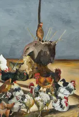 Karin Kneffel, Hühnerhof, 1985, Öl auf Leinwand