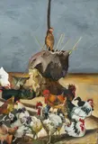 Karin Kneffel, Hühnerhof, 1985, Öl auf Leinwand