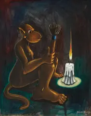Jörg Immendorff, Maleraffe, 1991, Öl auf Leinwand