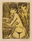 Otto Mueller, Paar am Tisch, 1922/25, Farblithografie auf Kupferdruckpapier