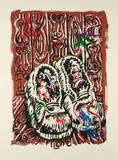 Jörg Immendorff, Malerschuhe, 1997, Farbserigrafie auf Hahnemühle (Wasserzeichen)