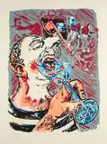 Jörg Immendorff, Der Trinker, 1996, Farbserigrafie auf Hahnemühle (Wasserzeichen)