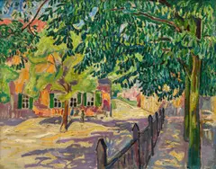 Gasthaus Baumgartenbrück by Theo von Brockhusen, Um 1914, Öl auf Leinwand, sold Dec 2025