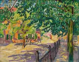 Theo von Brockhusen, Gasthaus Baumgartenbrück, Um 1914, Öl auf Leinwand
