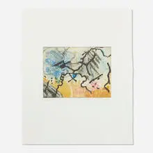 Untitled (from the Kracked Portfolio) by Ed Moses, 1993, soft ground etching, white ground and sugar lift aquatint in colors, sold Dec 2021
