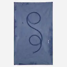 Sam Falls, Untitled (Navy Blue, Topanga, CA), 2011, cotton polyester blend and metal grommets
