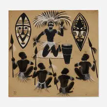 Waylande Gregory, Gathered Warriors, c. 1945, oil crayon and pastel on paper