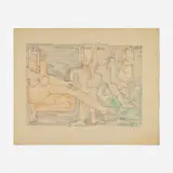 Ruth Sharon, Motherhood, 1973, ink and watercolor on linen mat board