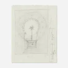 Cletus Johnson, Wagner's Oasis (First Sketch), 1979, graphite on paper
