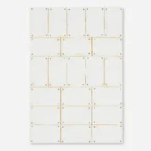 Florian Schmidt, Untitled (Thierry), 2011, business cards, paint, tape and nails on wood panel