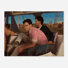 Glenn Priestly, Boys on Bus, oil on canvas