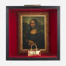 Zevs, LDV - Mona Lisa with Handbag, 2007, mixed media, gold-plated bronze hand bag