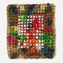 Fabian Marcaccio, Hope For Real Representation (Intra- Ground #1), 2014, hand-braided manila rope, alkyd, paint, silicon, wood, printed in 3D