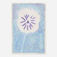 Joe Brainard, White Flower / Blue Background, 1975, gouache on paper