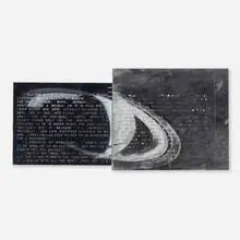 Line Up by Vernon Fisher, 1982, mixed media on vinyl, sold Sep 2024