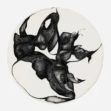 Hedda Sterne, Floral Figure (Tondo), 1973, Rapidograph ink on paper