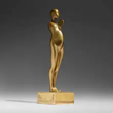 Ernest Trova, Study Falling Man (Standing Man with Disc), 1966, polished bronze