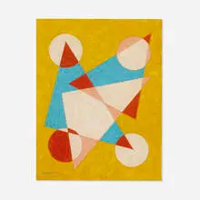 Untitled (Circles and Triangles) by Emil Bisttram, 1940, encaustic on paper, sold Sep 2024