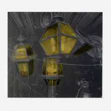 Richard Klein, Three Lanterns, 2021, electrostatic toner print, graphite, polyurethane