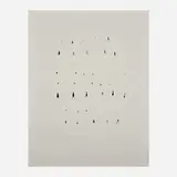 Concetto spaziale by Lucio Fontana, 1964-65, holes, tears and graffiti on white blotting paper, sold Sep 2024