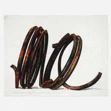 Bernar Venet, Two Indeterminate Lines, 1993, oilstick and charcoal on paper