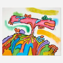 Carroll Dunham, Group D #7, 1991, mixed media on linen