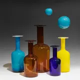 Otto Brauer and Per Lütken, vases and hanging ornaments, collection of five