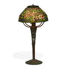 Tiffany Studios, Apple Blossom boudoir lamp: shade, #1414-15 on Fern base, #4482