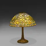 Daffodil table lamp: shade, #1449 on Tree Trunk base, #554 by Tiffany Studios, sold Apr 2022