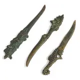 Edward Timothy Hurley, letter openers, three: (2) seahorse motif and (1) turtle motif