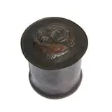 Arts & Crafts, cylindrical humidor with a heavily chased lid in a fish, seaweed and bubble motif