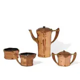 four-piece coffee service: coffee pot, sugar bowl, creamer and waste bowl by Tiffany Studios, sold Apr 2022