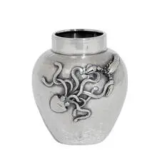 Whiting Mfg. Co., Aesthetic Movement tea caddy with applied dueling octopus and lobster decoration, #707K, New York, USA