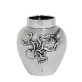 Whiting Mfg. Co., Aesthetic Movement tea caddy with applied dueling octopus and lobster decoration, #707K, New York, USA