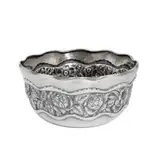Whiting Mfg. Co., round bowl with undulating rim and repoussé floral decoration, #187, New York, USA