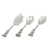 serving articles, three: macaroni server, #2997 and salad fork and spoon, #2738 by George W. Shiebler & Co., New York, USA, sold Apr 2022