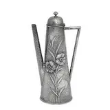 Henri Soufflot & Cie, Aesthetic Movement coffee pot with embossed foliate and martelé decoration, France