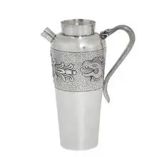 Sanborns, cocktail shaker with chased decoration and a serpent handle, Mexico