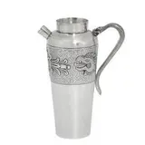 Sanborns, cocktail shaker with chased decoration and a serpent handle, Mexico