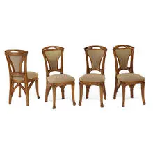 Eugène Vallin, Art Nouveau side chairs with wheat accents, set of four