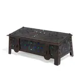Alfred-Louis-Achille Daguet, Large rectangular chest with slant lid and inset cabochon jewels throughout